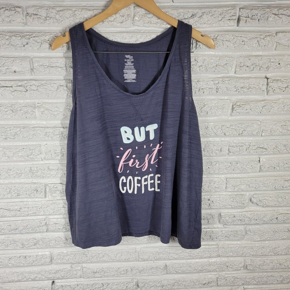 Secret Treasures Women's 2X Plus Pajama Tank Top Gray Sleeveless Coffee NOV27E